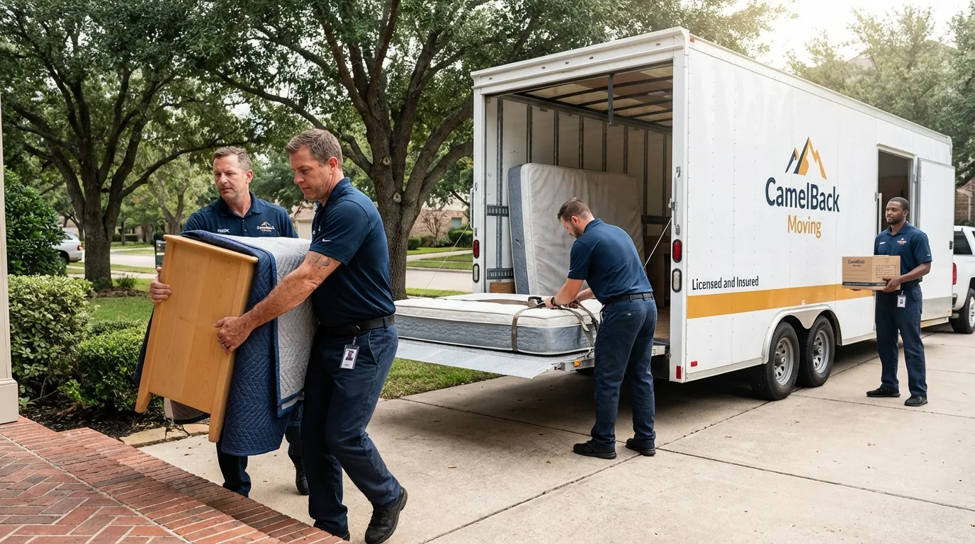 Crew loading residential truck for cross-state move from Clyde, OH