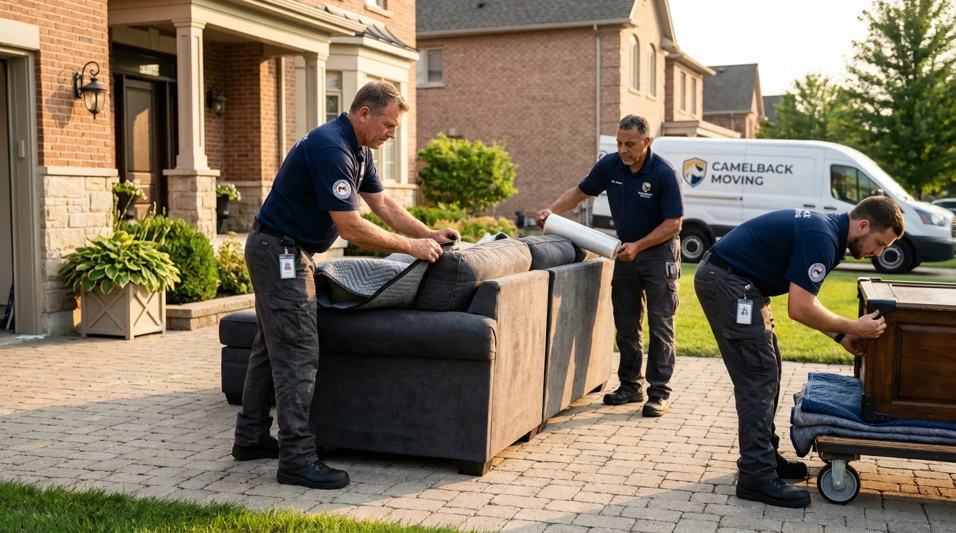 Large estate moving crew wrapping furniture in Clyde, OH